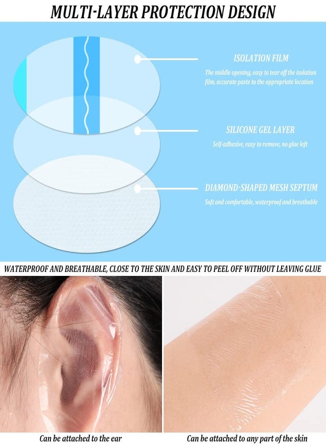 Yitexin 30Pcs Shower Waterproof Patches 4.4x6.8cm/1.7x2.7in, Transparent Adhesive Waterproof Ear Patch, Breathable Waterproof Transparent Dressing, Bandage Protective Patch (Oval) - Image 3